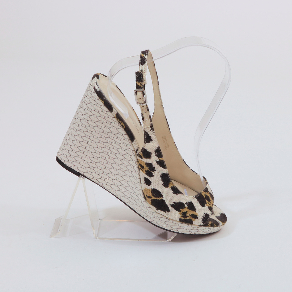 Via Spiga Animal Print Ivory Wedge Sandals 8M - Picture 2 of 8